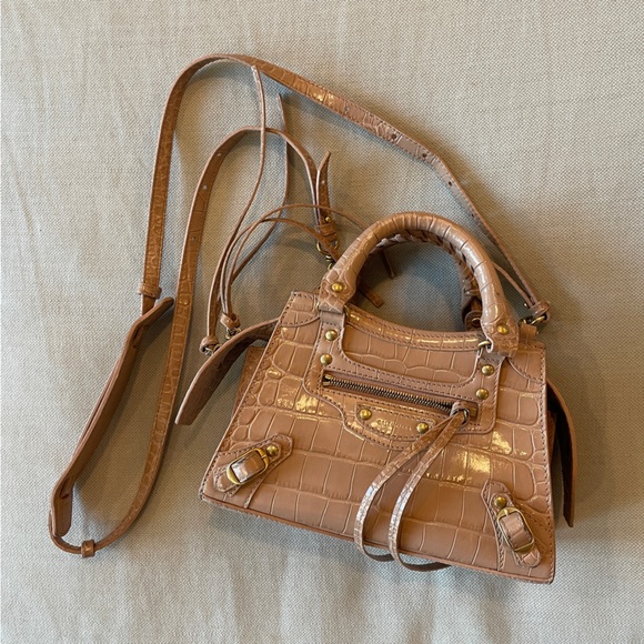 🧡Balenciaga🧡Neo Classic Crocodile Embossed Mini Handbag - Picture 2 of 10